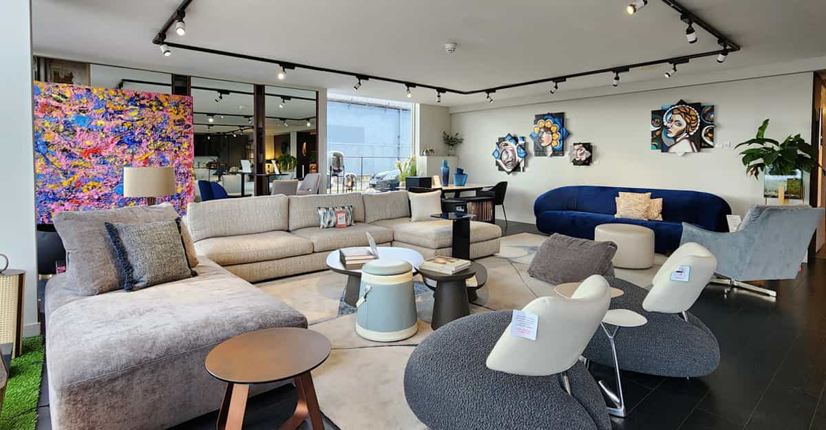 FCI London showroom displaying a variety of high-end modern furniture piece