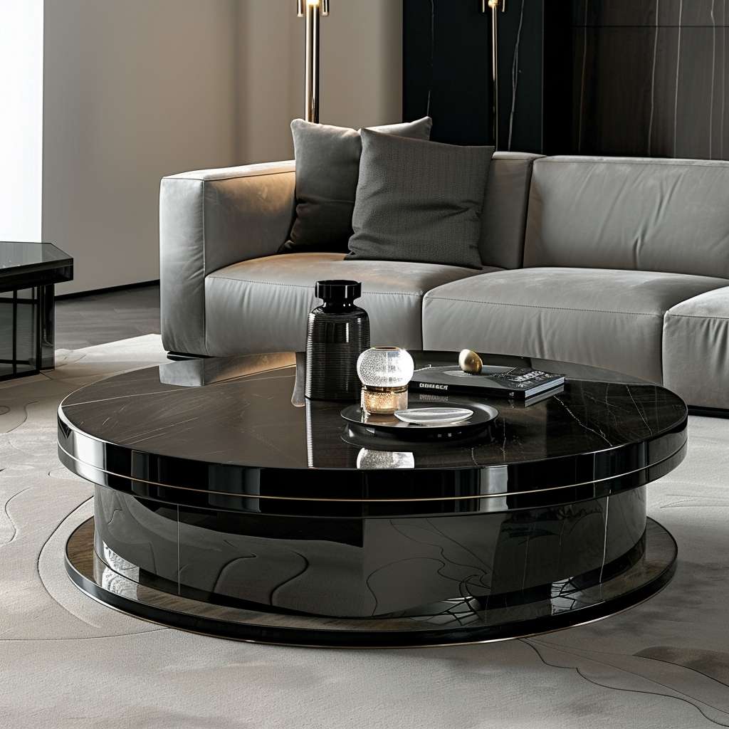 Stylish Black glass top coffee tables