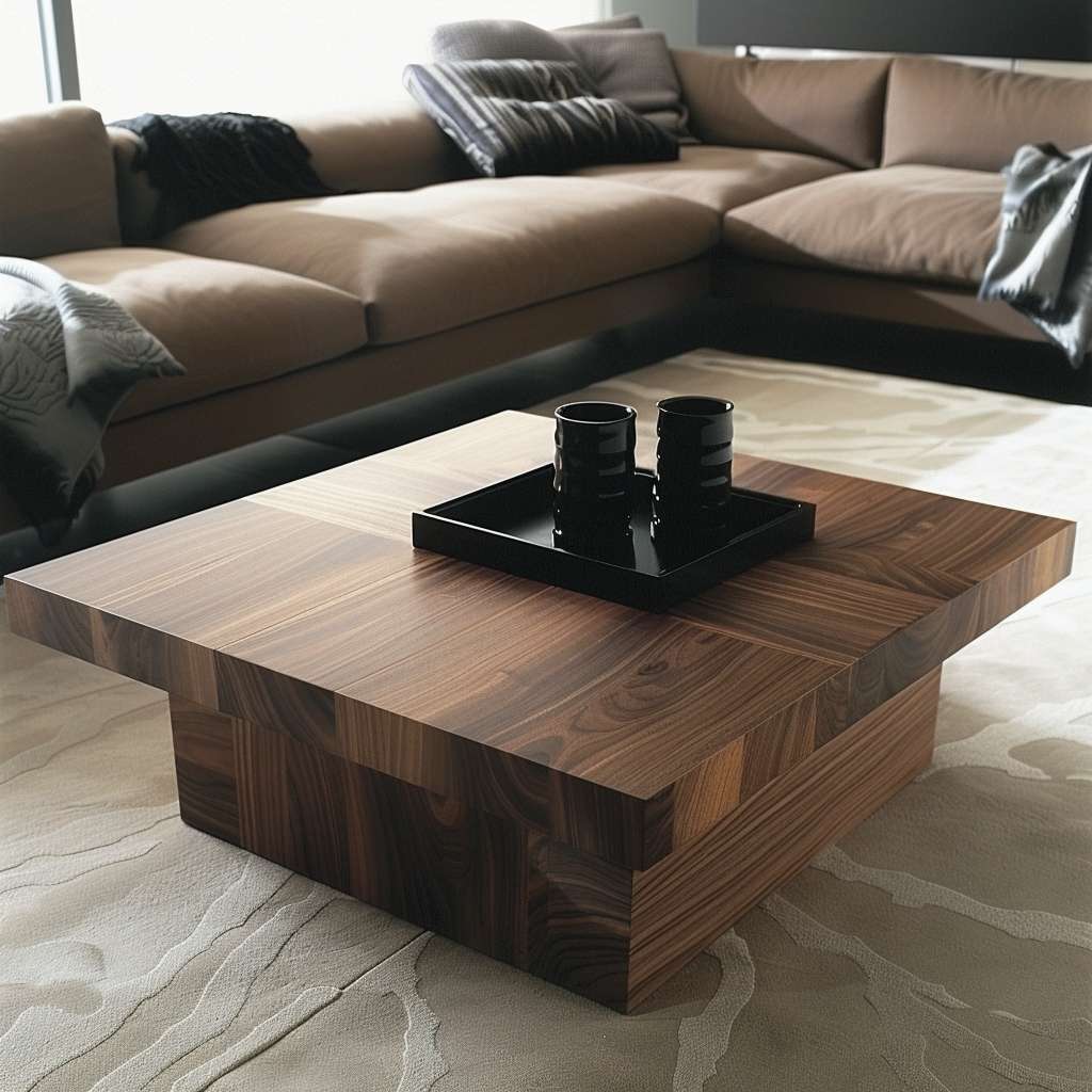 Stylish wooden lacquered coffee tables sorted by material