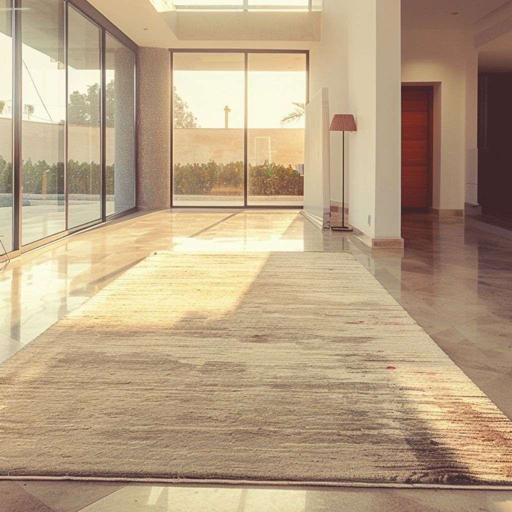 Large Rugs in an empty sunlit room