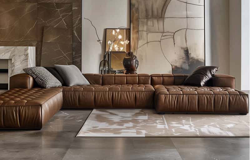 Luxury Brown Velvet Corner Sofas