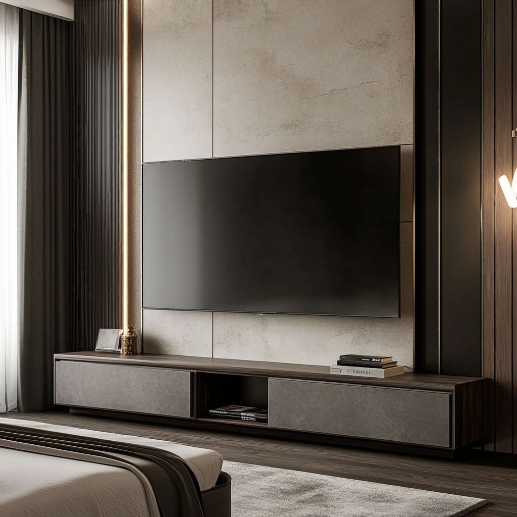 Biege and brown themed Luxury TV Unit