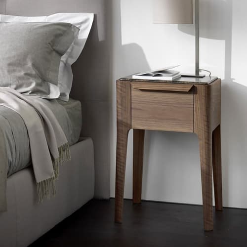 Ziggy Night 4 Brown Marble Bedside Table by Quick Ship