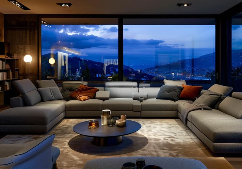 Contemporary luxury sofa in spacious room