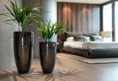 Vases made of Eco friendly elements used for decorating the bedrooms 