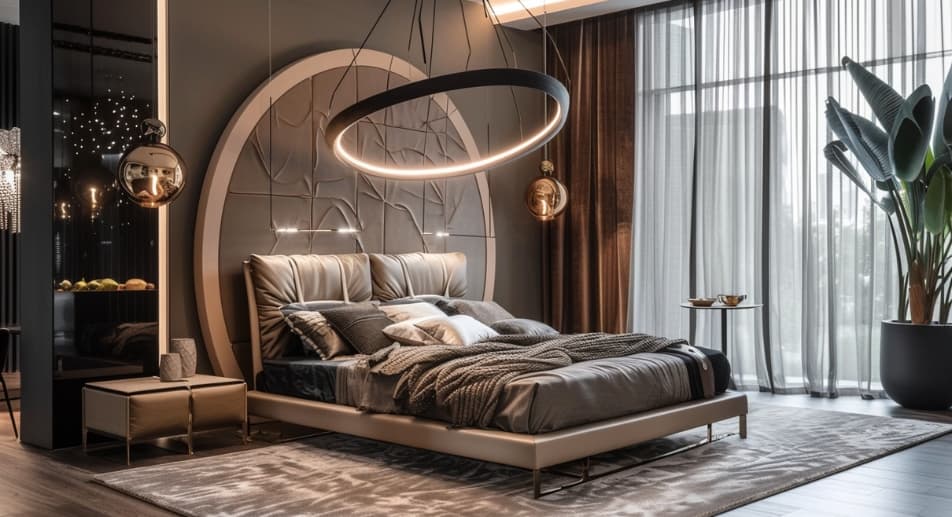 Luxury bedroom furniture with a luxury ceiling lights