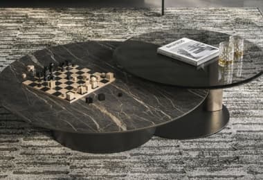 Ceramic and Glass Table top with a brass metal base coffee tables