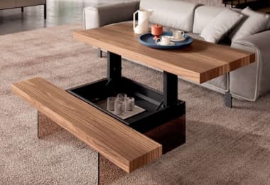 Wooden and Glass finish coffee table set by Ozzio Italia