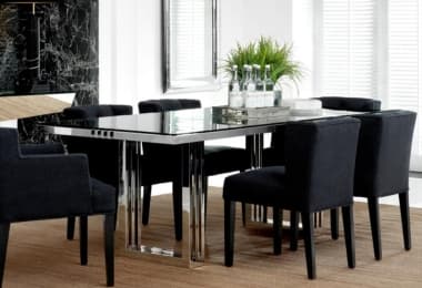 Metal base Glass Top luxury dining tables