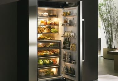 Smart refrigerators in use in a kitchen