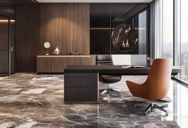 Modern light oak sideboard designed to fit perfectly in an office room setup.