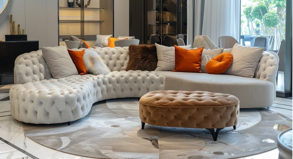 Curved Stylish White Sofas
