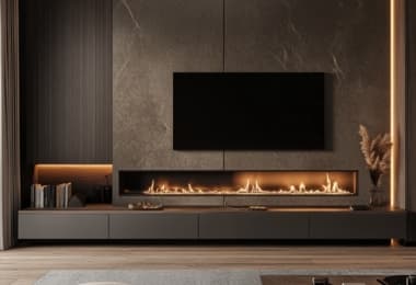 Brown Luxury TV Units with fireplace