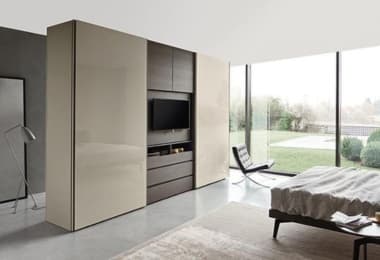 White themed TV units with wardrobes