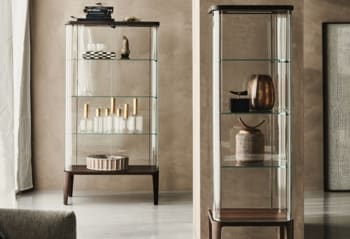 Elegant Glass Display Cabinets With Wooden Base