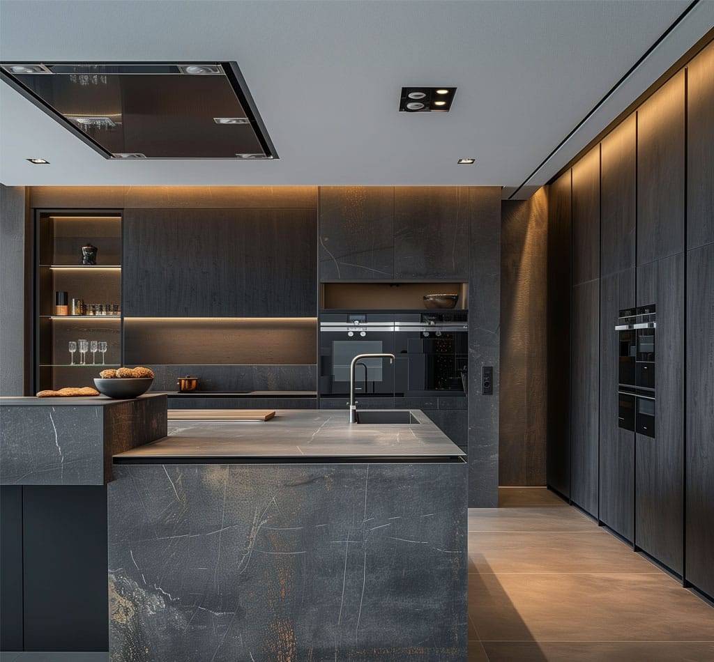 Grey And Brown Colour Modern Style Fully Integrated Kitchen by Gaggenau