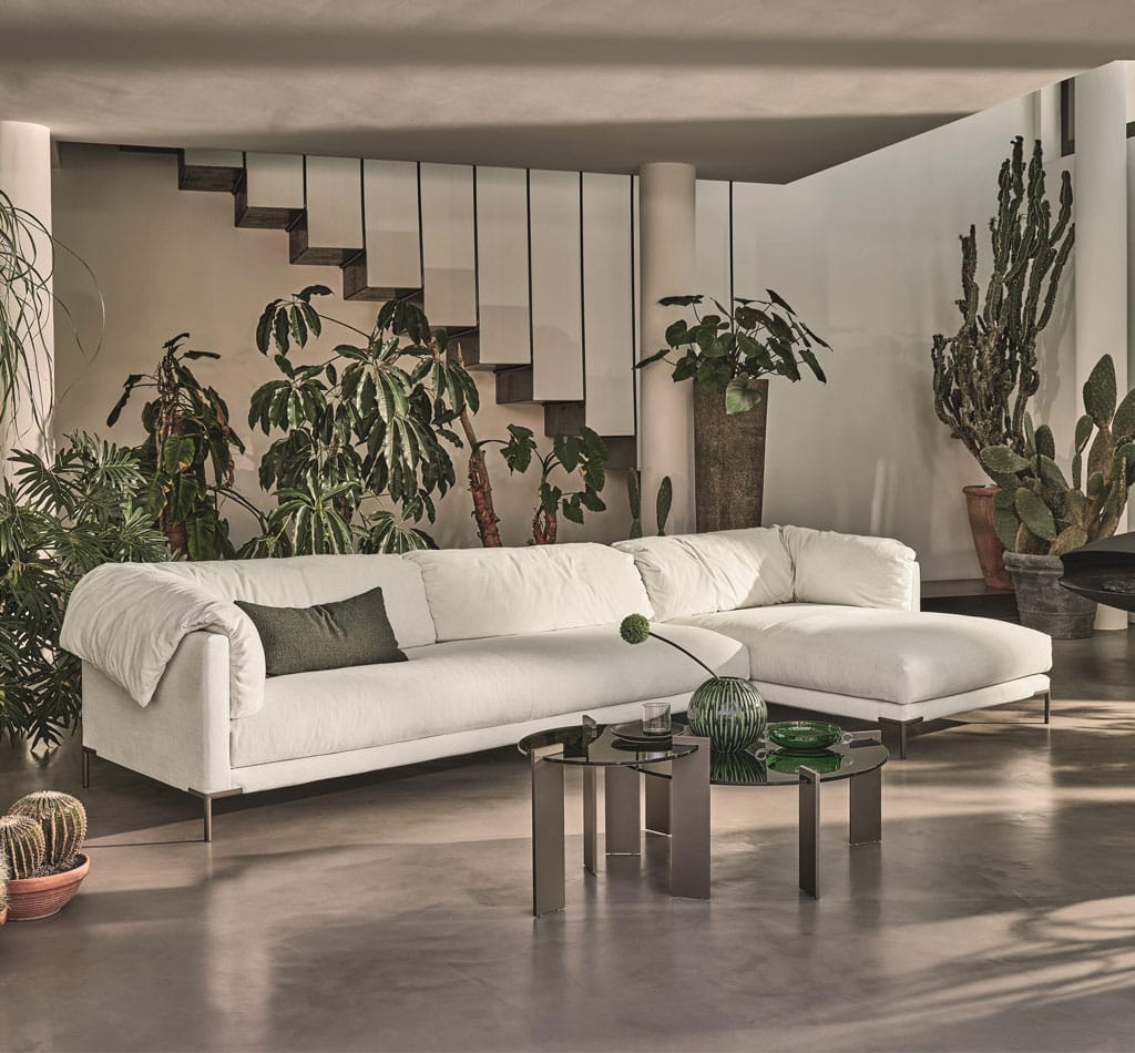 Ditre Italia White Fabric Sofa With Coffee Table For Outdoor