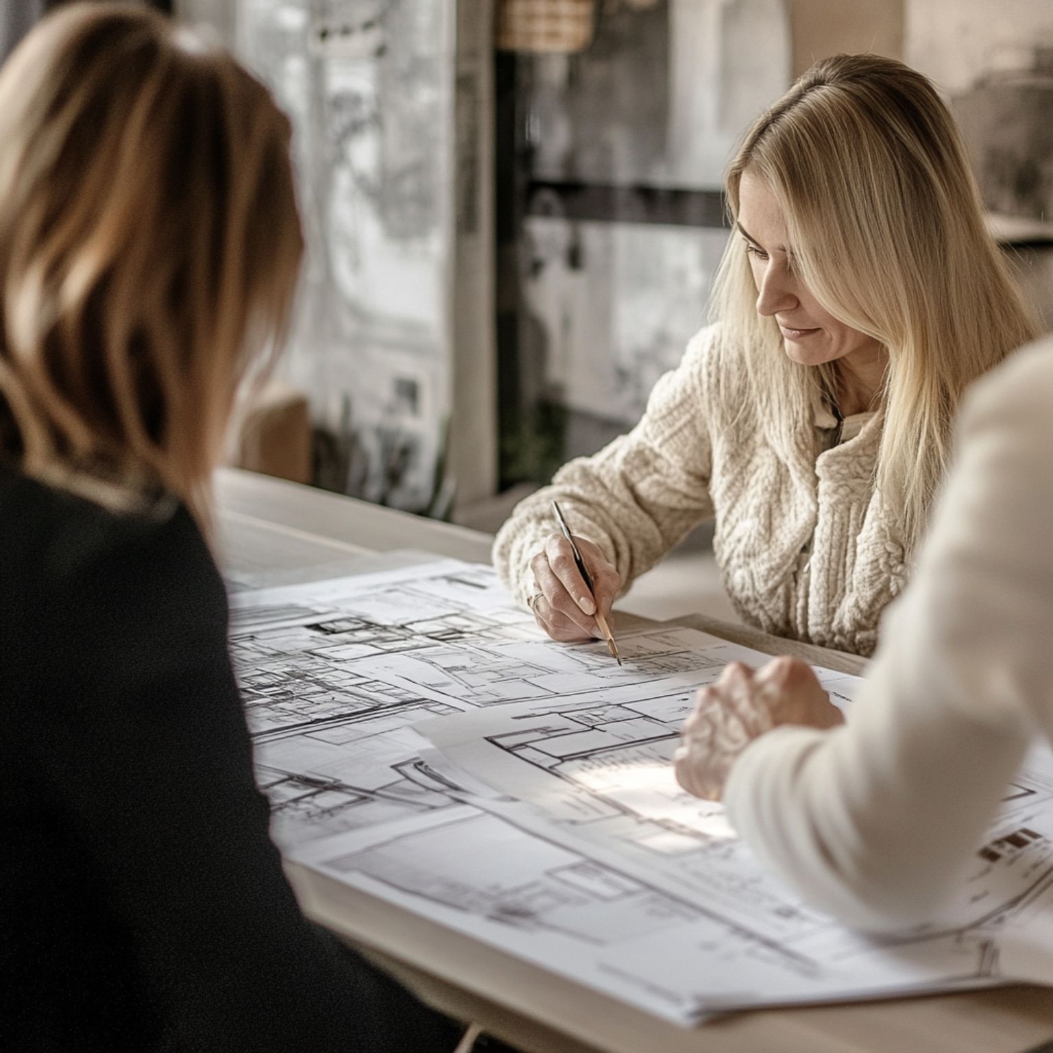 Interior designer discussing the purpose to suggest the type of kitchen that suits as per the client's requirement