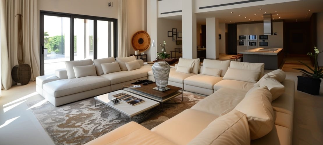 White Luxury Fabric Sofas In The Living Room