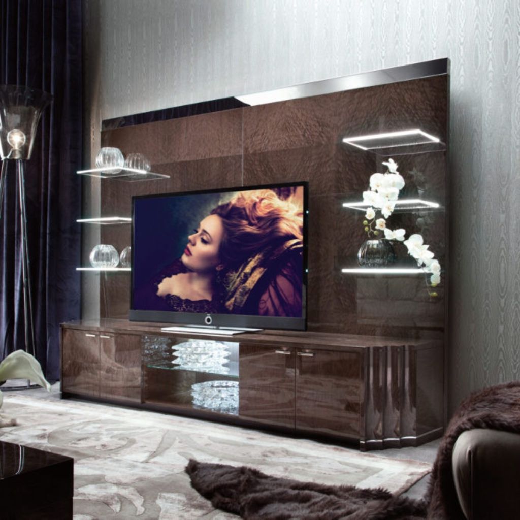 Brown Gloss Finish Luxury TV Unit by Giorgio Collection