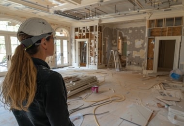 An interior designer from FCI London working in the site