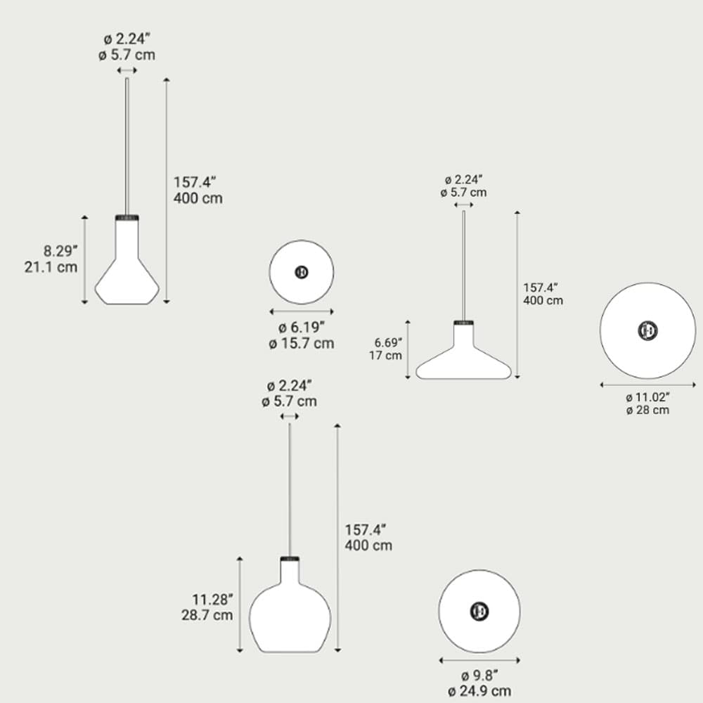 Cluster of 3 Flask Lighting By FCI London