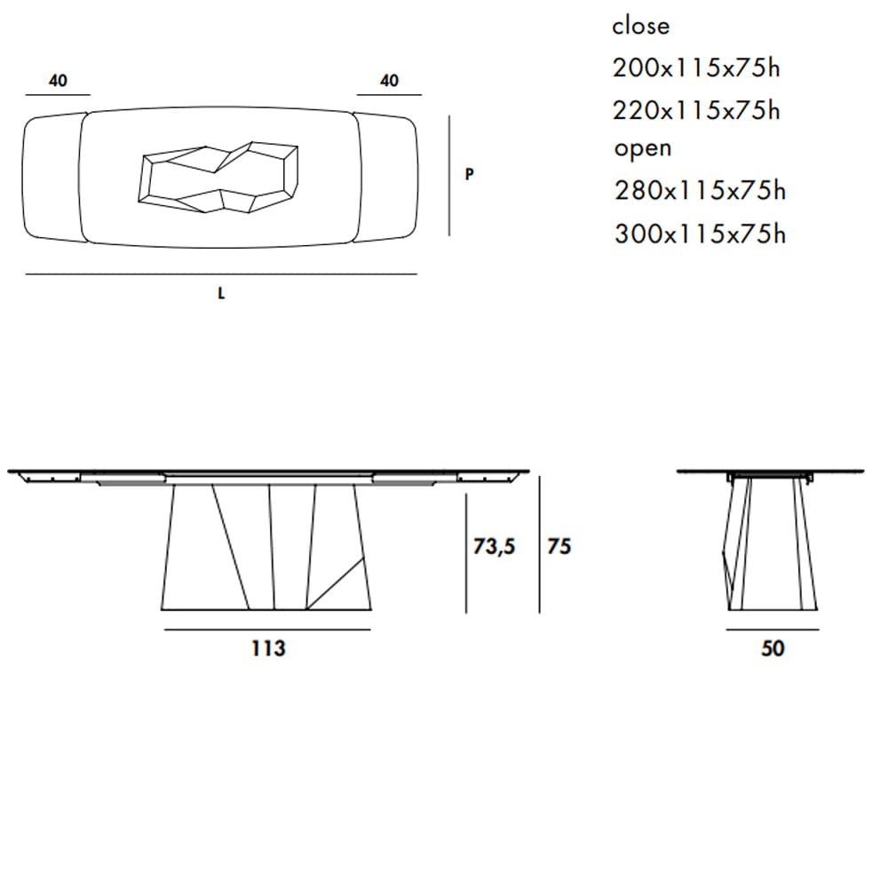 Grandeod Shaped Extensible Dining Table By FCI London