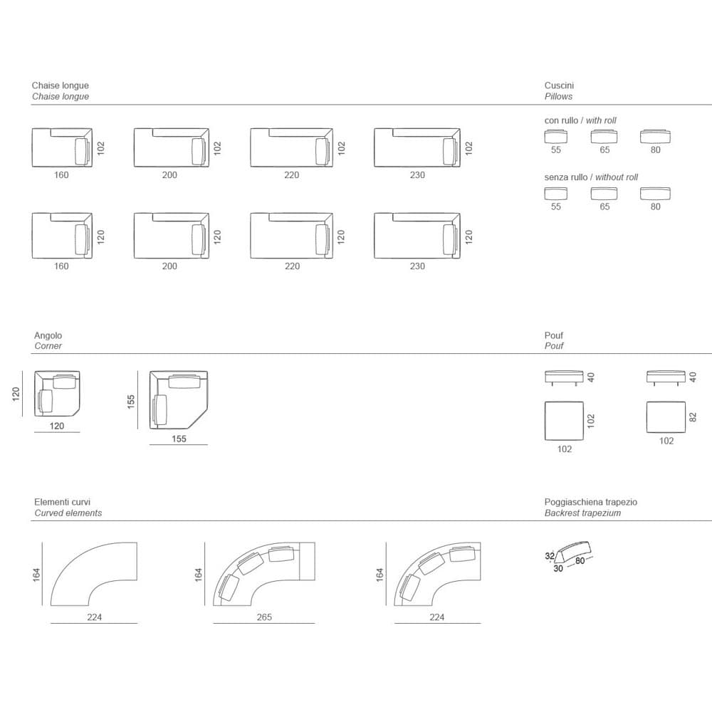 Vogue Curve Modular Sofa Accent Collection by Naustro Italia