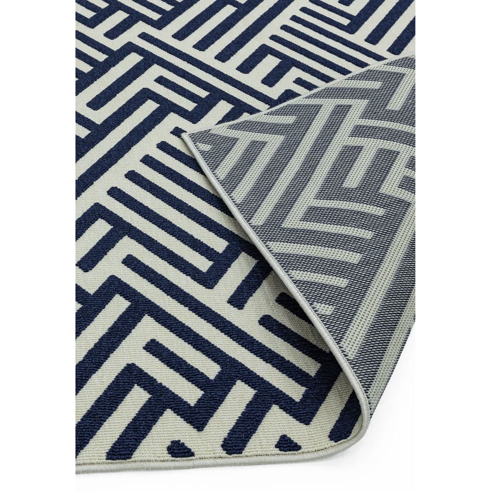 Antibes An04 Blue White Linear Rug by Attic Rugs