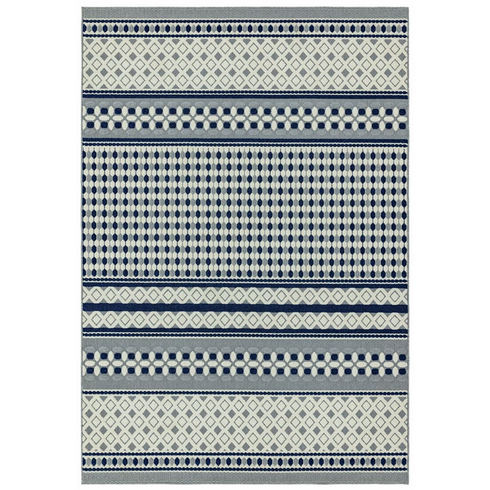 Antibes An06 Blue Cream Geometric Rug by Attic Rugs