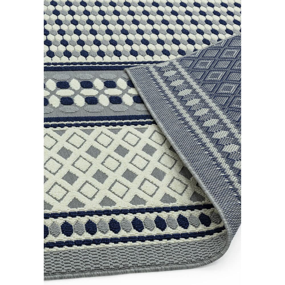 Antibes An06 Blue Cream Geometric Rug by Attic Rugs