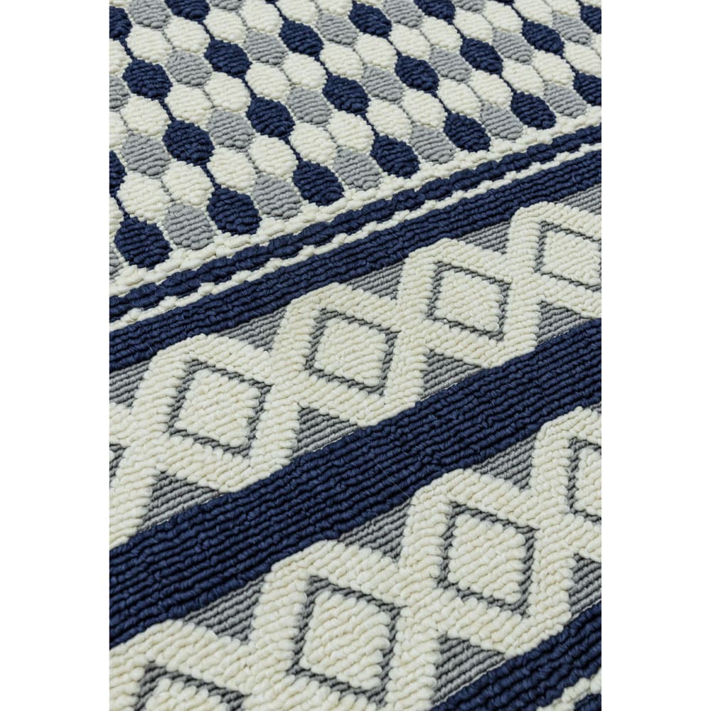 Antibes An06 Blue Cream Geometric Rug by Attic Rugs