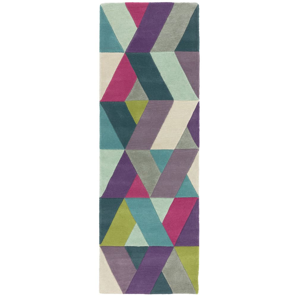 Funk Chevron Blue Green Wool Runner Rug by Attic Rugs