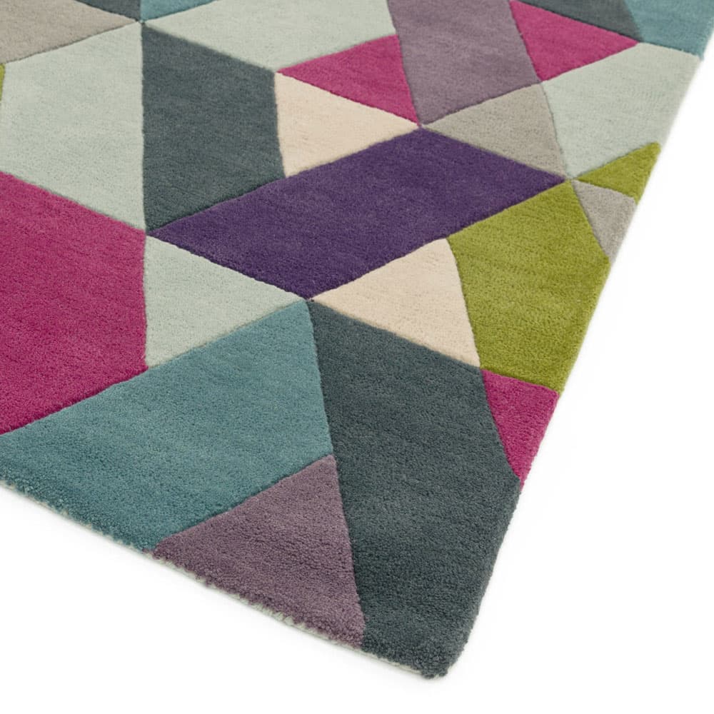 Funk Chevron Blue Green Wool Runner Rug by Attic Rugs