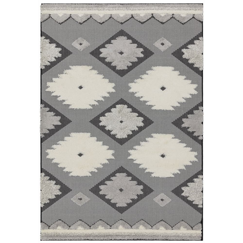 Monty Mn01 Black Cream Tribal Rug by Attic Rugs