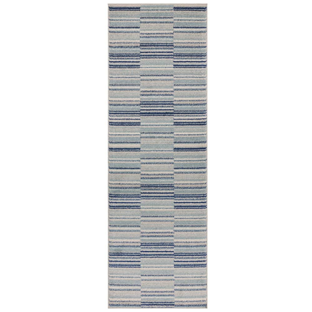 Muse Mu05 Blue Stripe Runner Rug by Attic Rugs