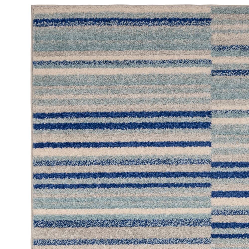 Muse Mu05 Blue Stripe Runner Rug by Attic Rugs