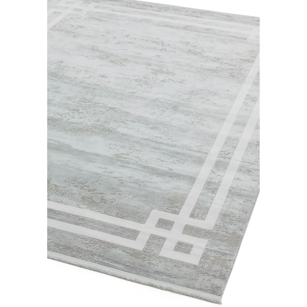 Olympia Ol01 Grey Pearl Border Rug by Attic Rugs