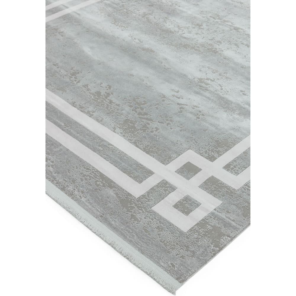 Olympia Ol01 Grey Pearl Border Rug by Attic Rugs