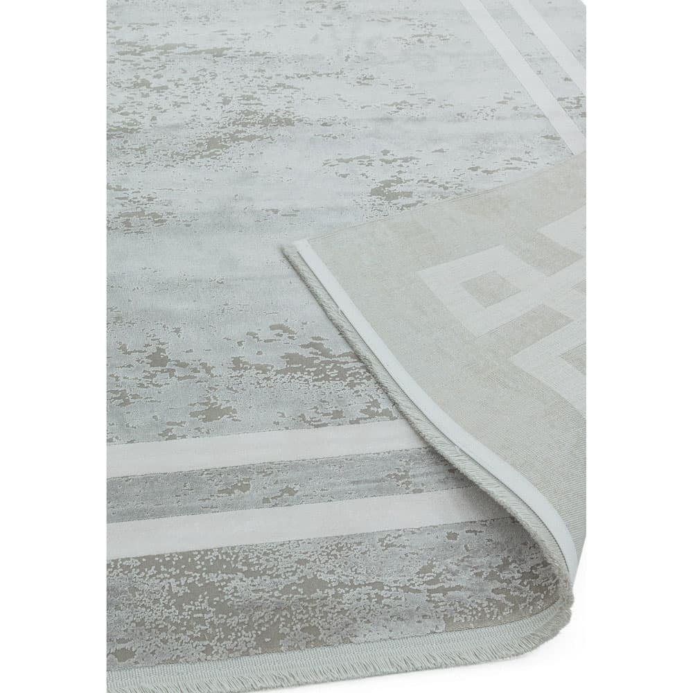 Olympia Ol01 Grey Pearl Border Rug by Attic Rugs