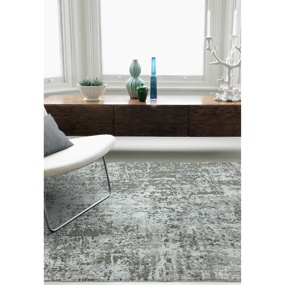 Olympia Ol07 Silver Grey Abstract Rug by Attic Rugs