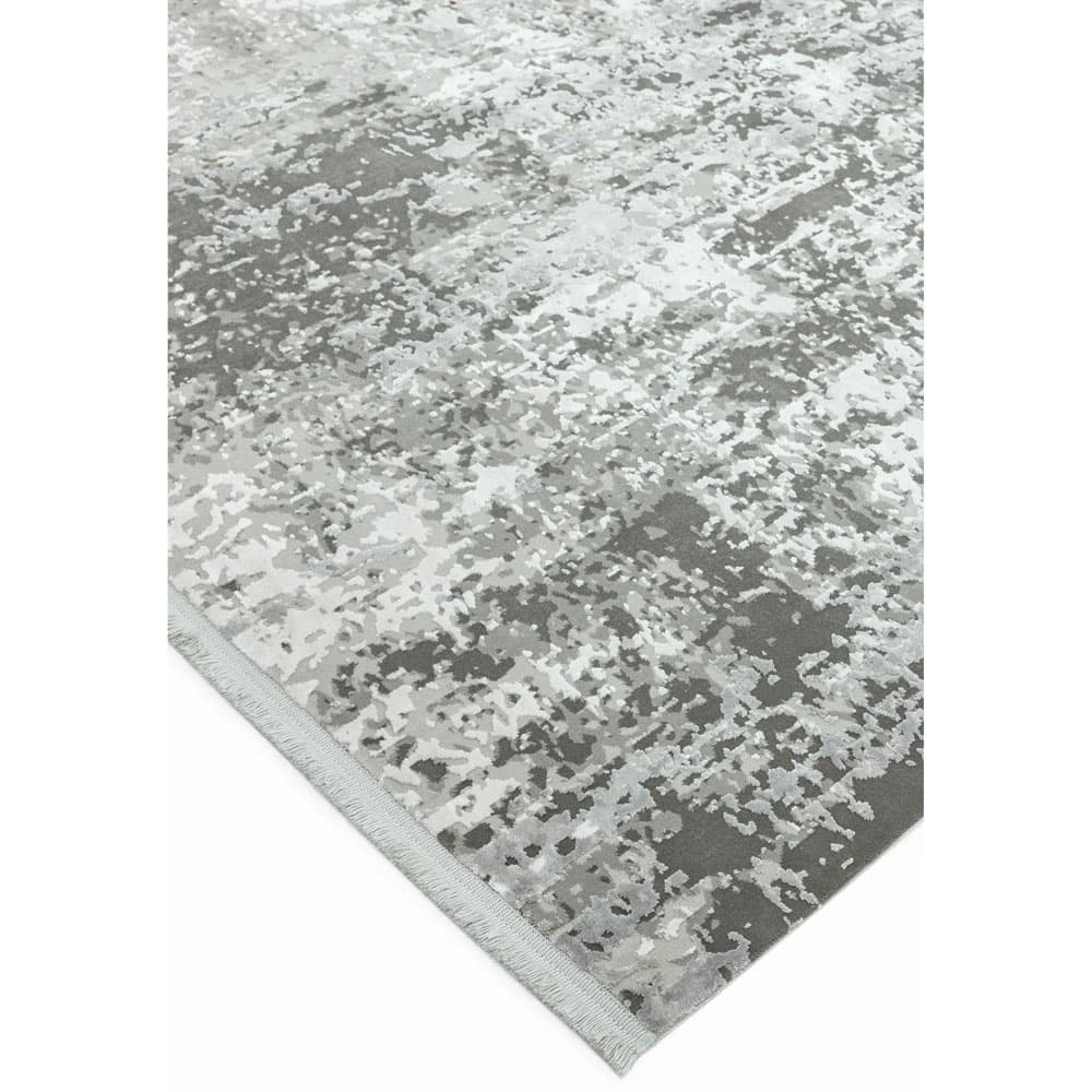 Olympia Ol07 Silver Grey Abstract Rug by Attic Rugs