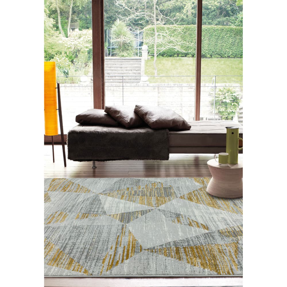 Orion Or12 Block Yellow Rug by Attic Rugs