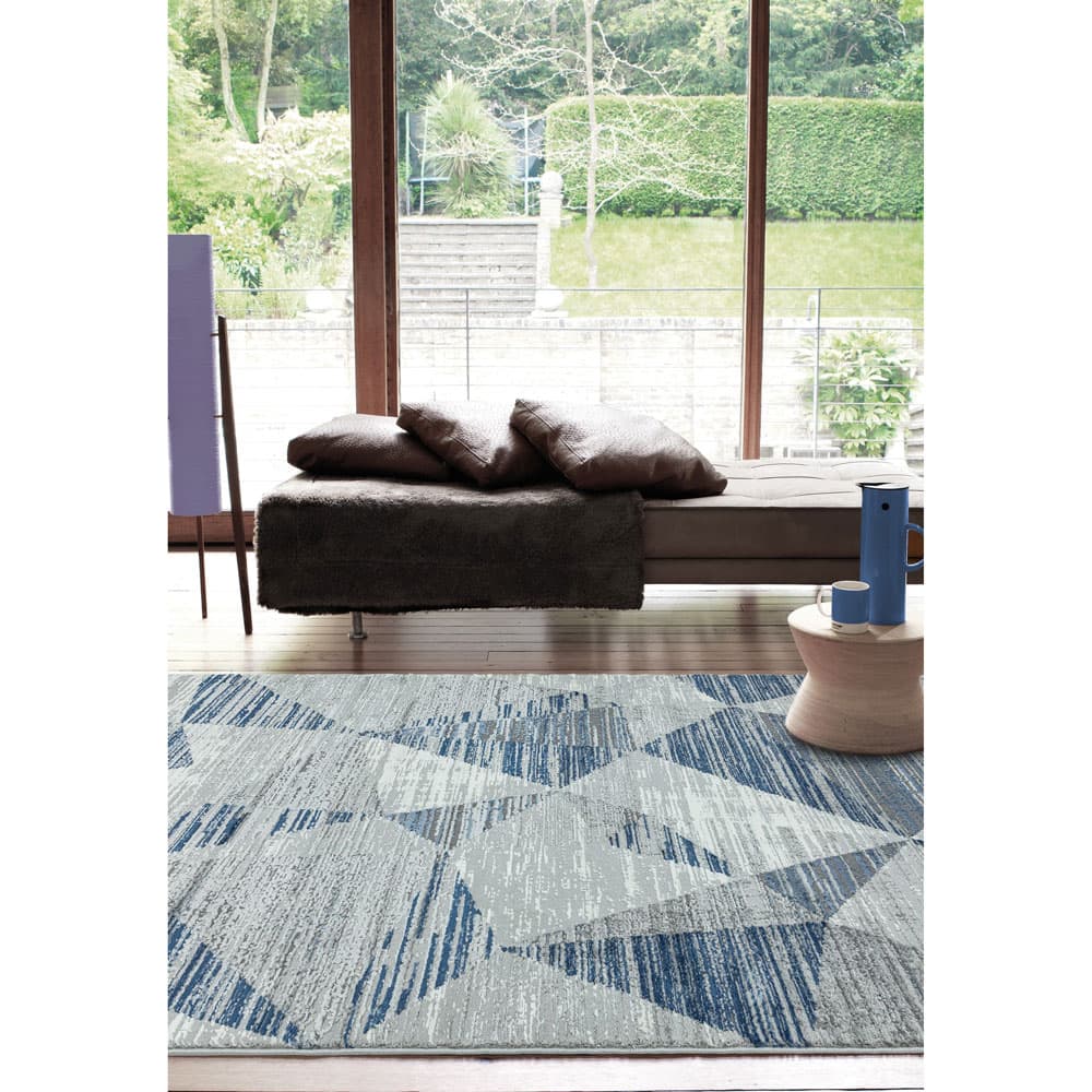 Orion Or14 Block Blue Rug by Attic Rugs