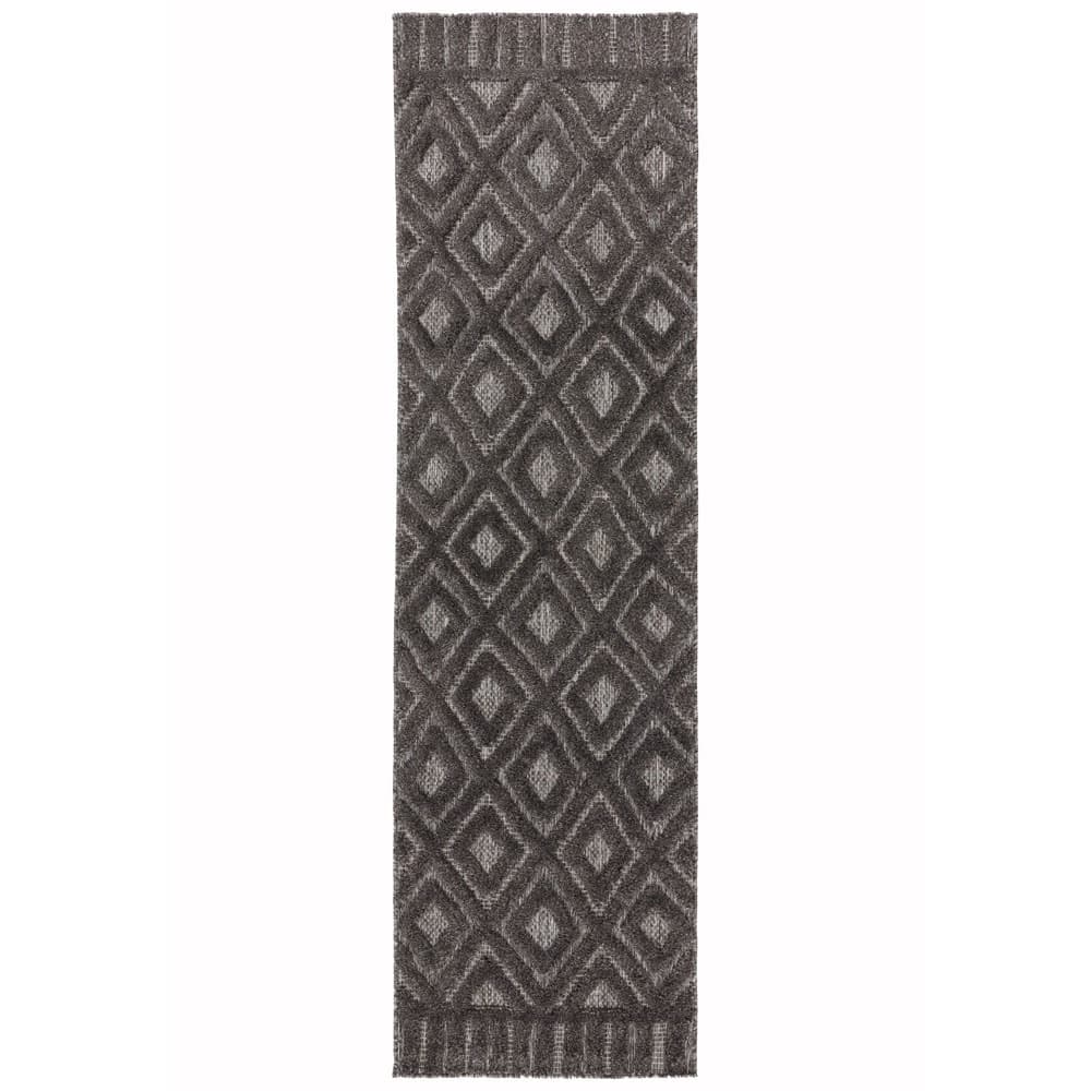 Salta Sa02 Charcoal Diamond Runner Rug by Attic Rugs