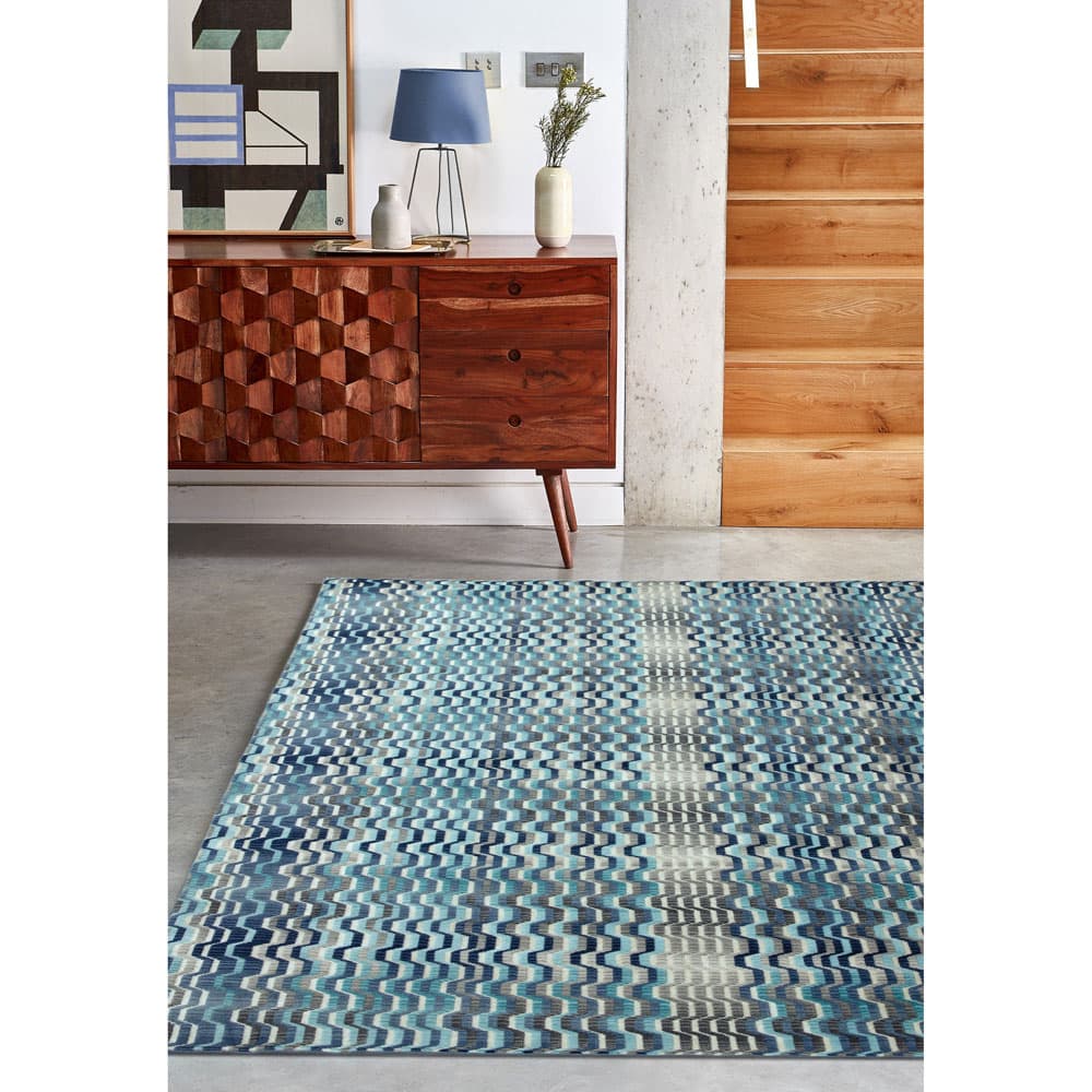 Skye Sk03 Wave Blue Rug by Attic Rugs