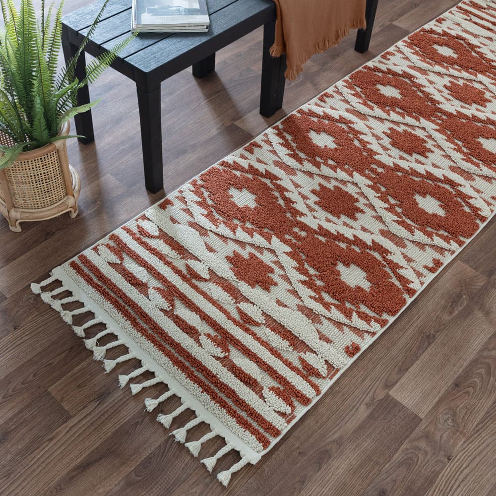 Taza Ta03 Terracotta Runner Rug by Attic Rugs