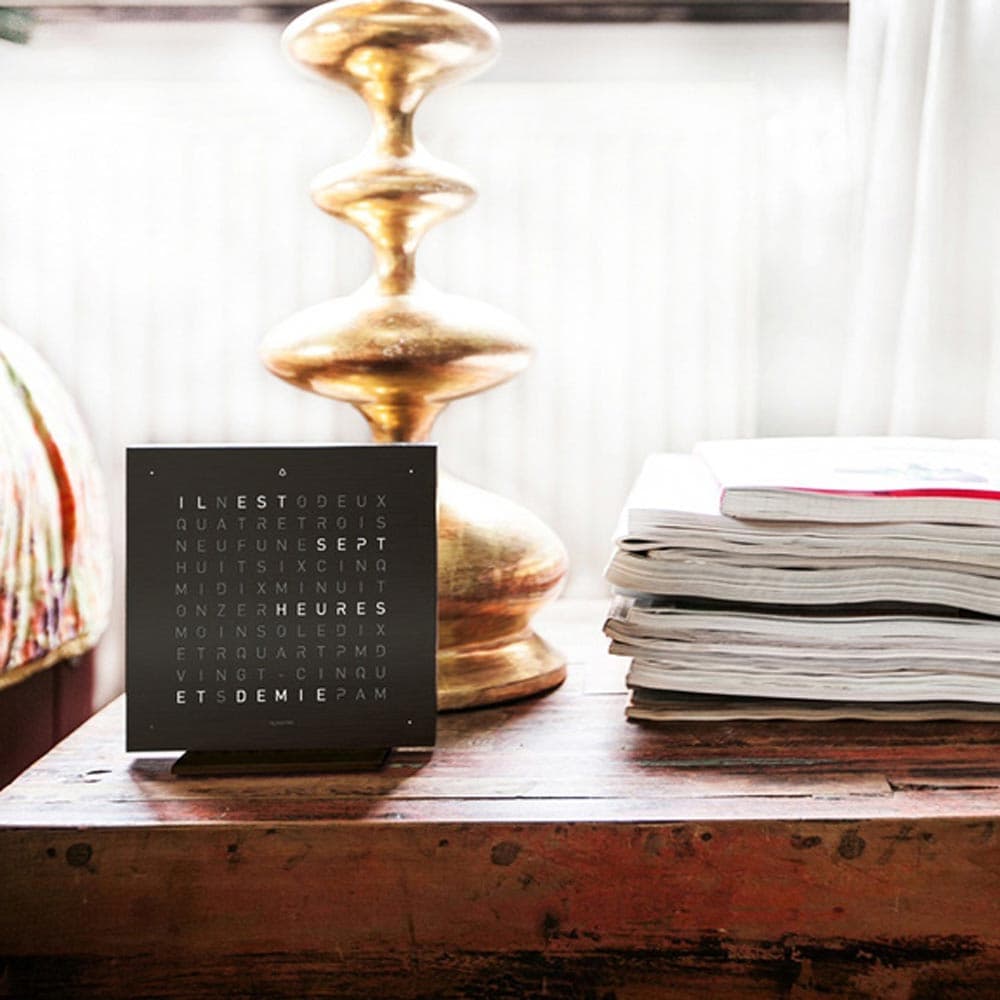 Qlocktwo Touch Metal Table Clock Deep Black by Biegert and Funk