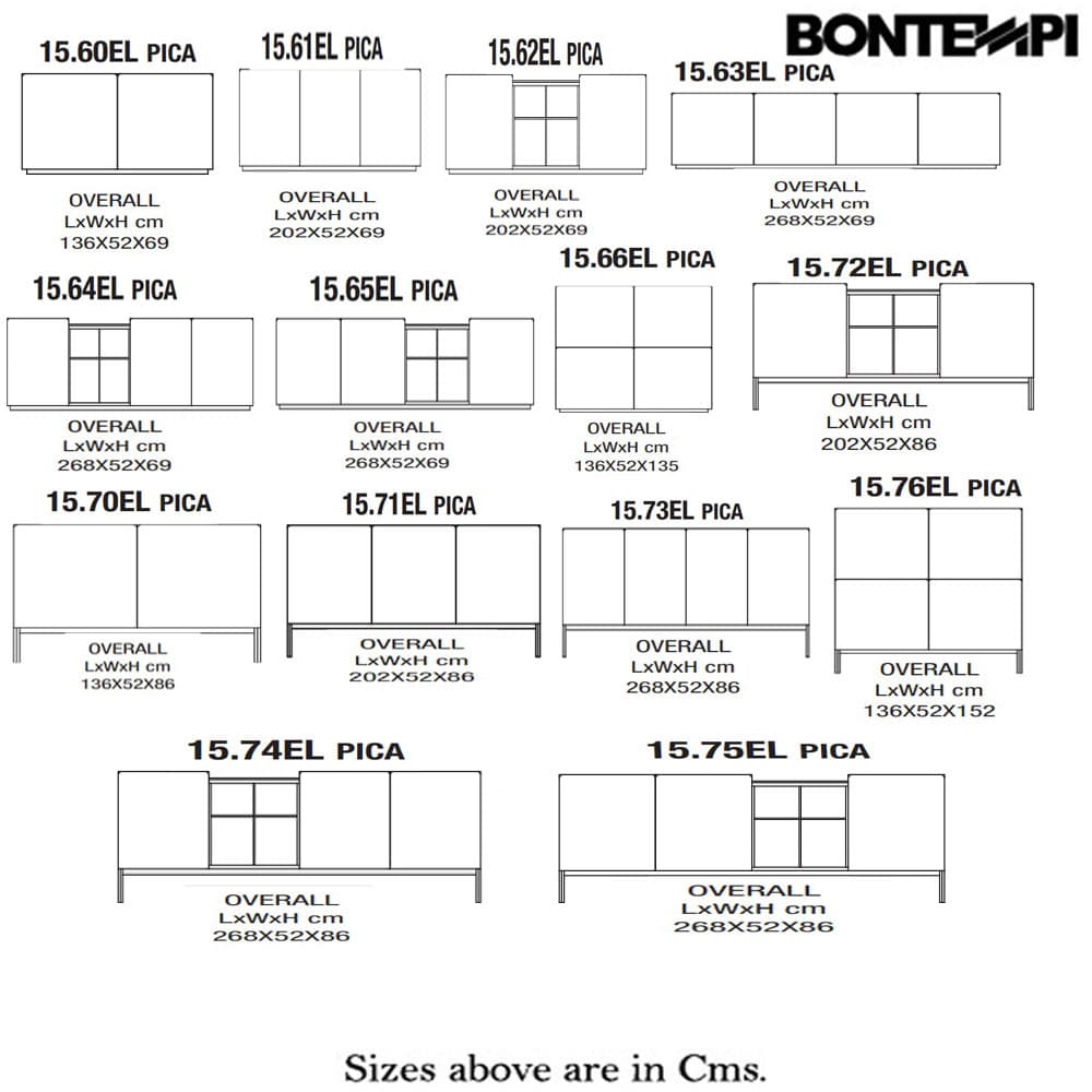 Pica Veneer Wood Sideboard by Bontempi