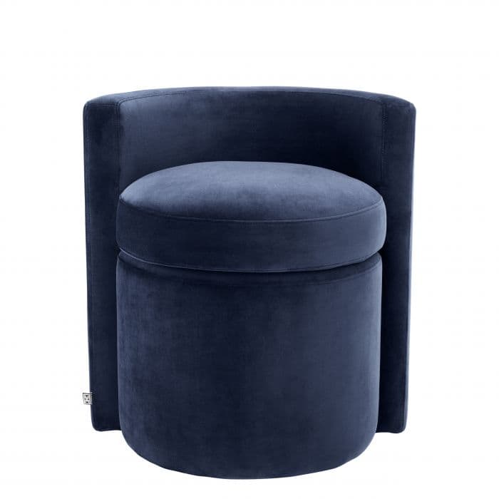 Arcadia Blue Velvet Footstool